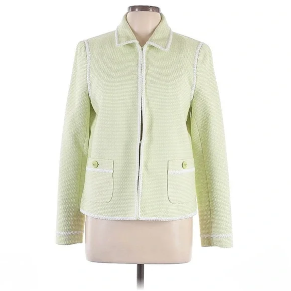 Worth New York Woven Green and White Clasp Blazer Jacket Size 8 - Picture 1 of 8